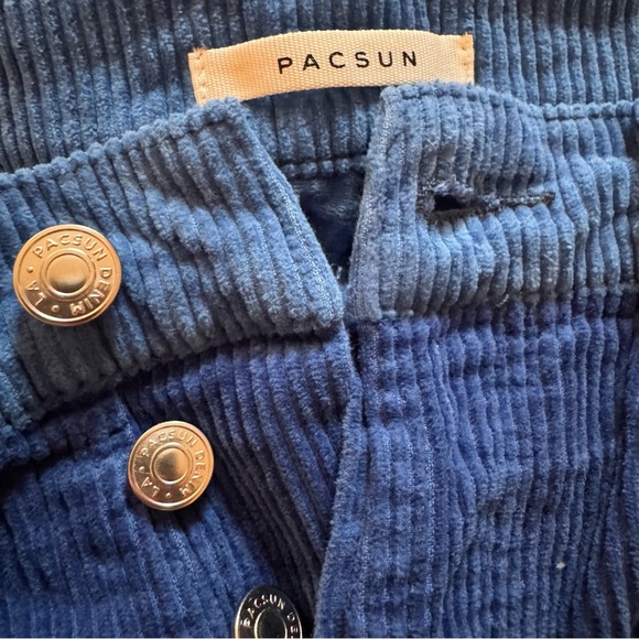 PacSun Blue Corduroy Patchwork Baggy Jeans Size 27 High Rise 32” Inseam Wide Leg - Picture 7 of 10